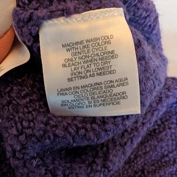 Evan-Picone Petite Purple Fuzzy Cardigan Sweater Button Front Textured PL - Picture 6 of 7